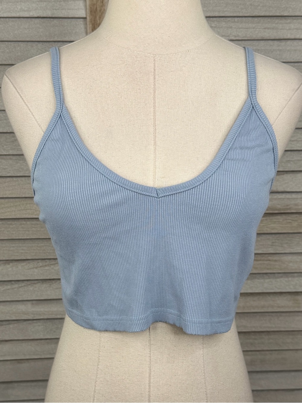 ZAFUL Women's Ribbed Cropped Cami Top Blue-XL